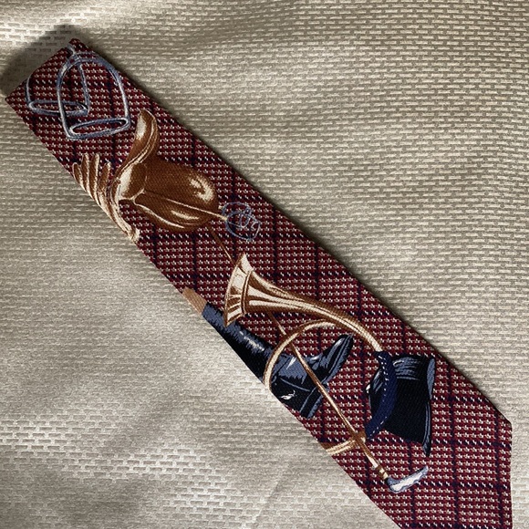 Vintage Village Ltd of Salt Lake City Equestrian Polo Design Men’s Silk Tie - Picture 2 of 8